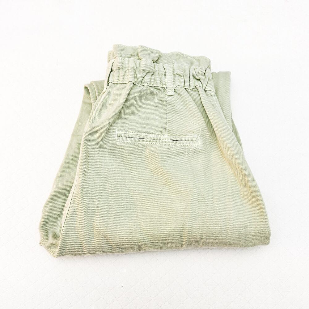 Zara Rouched Waist Paper Bag Style Jogger Style Leg Pants Green Size 8